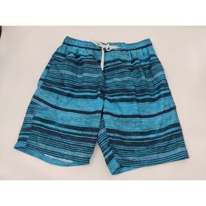 Kanu Surf Mens Blue Striped Swim Trunks Board Shorts XL Cargo Pocket Mesh Lining